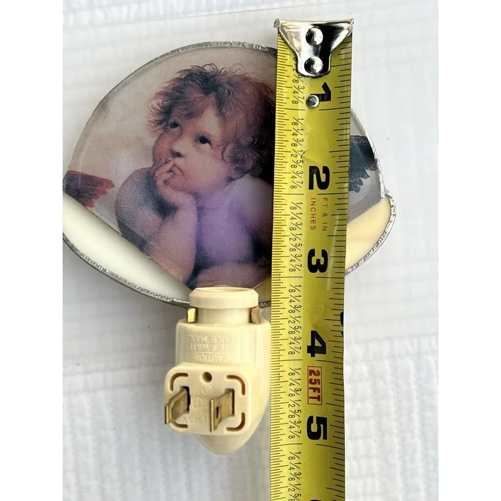 Vintage Cherub Angel Night Light Stained Glass Raphael Victorian Cottagecore